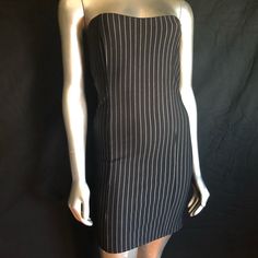 Black Strapless Dress With White Pen Stripe. Never Worn Just Tried It On. White Pen, Black Pen, Code Black, Black Strapless Dress, Stripe Dress, Dresses Black, Dress Codes, Striped Dress, Strapless Dress