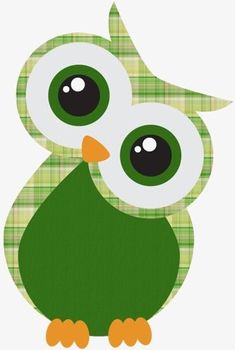 an owl with big eyes is sitting on the ground and has green plaid fabric around it