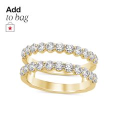 an image of two wedding bands with diamonds on them and the words add to bag