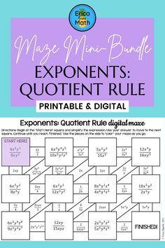 an exponent's printable and digital math game for kids to play with