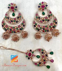 American Diamond (AD) Multicolored Earrings Tikka with small Jhumkis on the bottom. Available to shop online and delivered to your doorsteps anywhere in the world with our Everything-Everywhere FREE Shipping. 📦Unmatched FREE Worldwide Shipping EXPLORE more Maang Tikka Sets and Tikka Set Punjabi AMERICAN DIAMOND JEWELLERY Match with our pretty Single Line Necklaces Jaspreet, Canada ⭐️⭐️⭐️⭐️⭐️ Jewellery is more beautiful in real than the picture. Also, I received order within two days. I like the Multicolored Earrings, Maang Tikka Set, American Diamond Jewellery, Maang Tikka, Single Line, American Diamond, Diamond Jewellery, Diamond Jewelry, Crochet Earrings