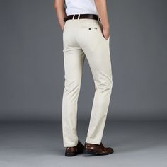 Gender: Men Item Type: Full Length Pant Style: Straight Style: Smart Casual Fit Type: REGULAR Material: COTTON Material: Polyester Material: Spandex Waist Type: Mid Length: Full Length Thickness: Midweight Front Style: Flat Fabric Type: Broadcloth Closure Type: Zipper Fly Model Number: 2019F48 Decoration: None Color: Beige, Khaki, Camel, Dark Blue, Black Size: 28,,29,30,31,32,33,34,35,36,38,40,42 Fabric: 56.9% cotton, 40.5% polyester, 2.6% spandex Slim Fit Beige Bottoms For Business, Beige Slim Fit Business Bottoms, Beige Slim Fit Bottoms For Business, Beige Slim Fit Business Pants, Beige Slim Fit Pants For Business, Fitted Beige Chinos, Fitted Full-length Beige Chinos, Fitted Full Length Beige Chinos, Casual Beige Bottoms For Business