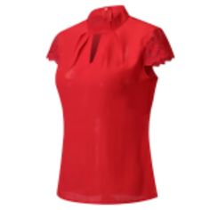 Gender: Women Sleeve Style: Regular Collar: Stand Model: Women Casual Shirts Material: Polyester Pattern Type: Patchwork Sleeve Length(Cm): Short Decoration: Lace Clothing Length: Regular Fabric Type: Broadcloth Style: Casual Size: M Color: Red As The Photo(Solid Color) Attention Tips: 1. Tag Size Is Asian Size Which Is 1-2 Size Smaller Than Us/Euro Size. 2. There Are Some Color Difference Due To The Lights And Quality Of Pictures. Lace 2023, Short Sleeve Lace Blouse, Patchwork Shorts, Chiffon Shorts, Lace Outfit, Pretty Blouses, India And Pakistan, Fashion Jeans, Loose Blouse