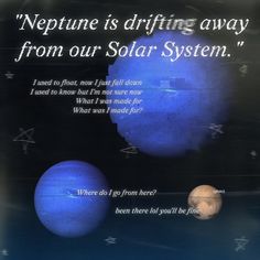 an advertisement for the solar system, with two planets in blue and one on black