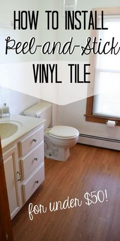 the bathroom is clean and ready to be used as a vinyl tile flooring project