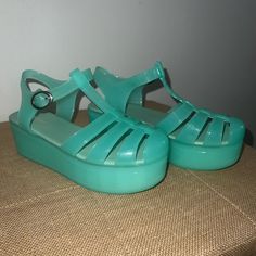 Brand New Without Box Jellypop Platform Sandals! Very Pretty Mint Green. Size Us 8 And Fit True To Size. Retro Closed Toe Sandals For Summer, Retro Closed Toe Sandals For Beach, Spring Closed Toe Plastic Jelly Sandals, Summer Closed Toe Jelly Sandals, Cute Open Toe Plastic Sandals, Trendy Jelly Sandals With Round Toe, Spring Plastic Closed Toe Jelly Sandals, Cute Open Toe Jelly Sandals, Cute Green Open Toe Sandals