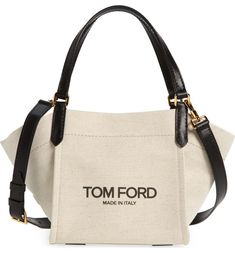 TOM FORD Small Amalfi Canvas Tote | Nordstrom Everyday Top Handle Shoulder Bag With Logo Strap, Designer Bags With Logo Strap, Designer Bags With Logo Strap For Everyday, Designer Everyday Bag With Logo Strap, Everyday Bags With Logo Strap And Double Handle, Modern Bag With Logo Strap And Double Handle, Everyday Bags With Logo Strap, Classic Bags With Logo Strap For Daily Use, Designer Tan Canvas Shoulder Bag