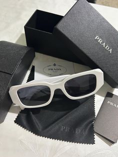 Brand new Prada Sunglasses Aesthetic, Vacay Accessories, Prada Style, Prada Glasses, Sunglasses Luxury, White Sunglasses, Prada Sunglasses, Luxury Sunglasses, Eyewear Sunglasses