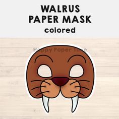 an animal mask with the words walrus paper mask colored