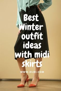 Winter Midi Skirt Outfit, Midi Skirt Outfit Winter, Denim Midi Skirt Outfit, Outfits For Short Women, Midi Skirt Winter, Warm Tights, Skirts Ideas, Fashionista Outfits, Chunky Sweaters