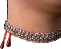 Adjustable Metal Choker For Cosplay, Red Punk Choker For Festivals, Punk Costume Choker Jewelry, Punk Style Costume Jewelry Choker, Punk Style Costume Choker Jewelry, Silver Choker For Cosplay, Silver Gothic Choker For Cosplay, Handmade Adjustable Choker For Cosplay, Vampire Style Cosplay Choker Jewelry