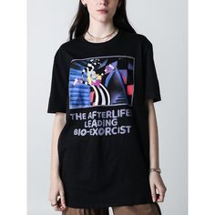 Show off your love for the iconic Beetlejuice film with this black crew neck short sleeve t-shirt. Featuring a cartoon image of Betelgeuse above gray letters reading, “The Afterlife’s Leading Bio-Exorcist,” this shirt is a perfect blend of spooky and stylish. Made from 100% cotton, it offers superior comfort and breathability. Easy to care for, simply machine wash this graphic tee on cold with like colors and tumble dry on low heat. This shirt is a must-have for any Beetlejuice fan, combining co Pop Culture Short Sleeve T-shirt For Spring, Black Punk T-shirt With Slogan, Alternative Style Graphic T-shirt With Short Sleeves, Black Punk T-shirt For Spring, Black Punk Style T-shirt For Spring, Alternative Black Slogan T-shirt, Black Short Sleeve T-shirt Pop Culture, Alternative Style Short Sleeve T-shirt With Text Print, Alternative Short Sleeve T-shirt With Text Print