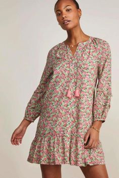 a person in a floral dress Ruffled Tunic, Modal Fabric, Summer Adventures, Neck Ruffle, Endless Summer, Ruffle Trim, Summer Style, Final Sale, Float