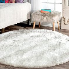 These faux sheepskin area rug is a perfect home decoration addition, and our area rug has a variety of colors and sizes to ensure that you can find your most suitable size and favorite style. Size: 8' x 8' Round.  Color: Gray. Shag Rug Living Room, Rug Fuzzy, Luxury Room Decor, Dorm Rugs, Fuzzy Rug, Faux Sheepskin Rug, Playroom Rug, Faux Fur Rug, Fur Rug