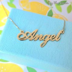 🍋 Order any one name for your Solid 14K gold Angel Style Nameplate necklace!A wonderful personalized custom made gift for any occasion; Birthday, Graduation, or any Holiday! * Both the nameplate and chain are all Solid 14k gold. * Stamped 14k for authenticity. * 11.0mm tall first capital letter. * This listing is for one (1) name with one (1) capital letter. Maximum 8 letters.  * The nameplate you will receive is 0.8 mm DOUBLE quality name gage (thickness-see photo) * I always strongly recommen Customized Nameplate Necklaces For Anniversary, Elegant Customized Name Necklace For Anniversary Gift, White Gold Nameplate Necklace For Personalized Gift, Personalized Sterling Silver Name Necklace For Anniversary, Gold Pendant Name Necklace For Anniversary, Customized 14k Rose Gold Name Necklace, Custom Gold Necklace For Personalized Gift, Customized Gold Necklace For Personalized Gift, Personalized Gold Necklace For Anniversary