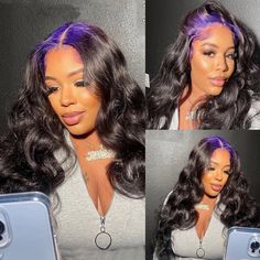 Long Wavy T Part Lace Front Wigs Purple Roots Ombre Black Synthetic Wig Cosplay 6226170758587 | eBay Colored Roots, Purple Roots, Wigs Purple, Ombre Lace Front Wig, Black Hair Wigs, 13x4 Lace Front Wig, Ombre Lace Front, Purple Wig, Ombre Lace