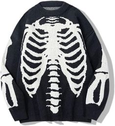 Store New Arrivals Add to Favorite View Feedback Contact Y2K Grunge Skeleton Sweatshirt Oversized Long Sleeve Fairy Alt Pullover Aesthetic Harajuku Vintage Tops Description Color Black Size Large 100% Wool Pull On closure Material: 30% wool content This knitted sweater tends to be loose and large, which is also a hip-hop Streetwear. Moderate thickness, suitable for wearing as a jacket in spring and autumn, or as a bottoming shirt in winter Occasion: Casual wear, street, daily, vacation, party, s Harajuku Clothes, Mode Grunge, Skeleton Bones, Graphic Sweaters, Sweater Oversize, Jacquard Sweater, Y2k Clothes, Oversized Knitted Sweaters, Long Sleeve Knit Sweaters