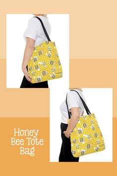 Make someone's day special with this cheerful, colorful honey bee tote bag. Perfect for carrying groceries, books, and overnight trips, this bag will become an invaluable accessory. This tote bag will make the prefect gift for Mother's Day or a birthday - it's sure to bring a smile to any face. Get it now and give the perfect gift. Etsy Printable Art, Love To Meet, Soft Bristle Brush, Poly Bags, Synthetic Fabric, Zipper Bags, Honey Bee