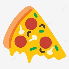 a slice of pizza with different toppings on it, illustration, cartoon png and psd