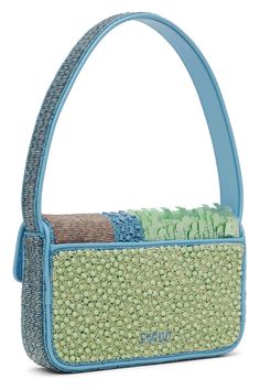 Blue Tommy Bag by Staud on Sale Staud Tommy Beaded Bag Outfit, Staud Bags For Daily Use, Chic Staud Shoulder Bag, Staud Shirley Bag, Staud Tommy Beaded Bag, Beaded Shoulder Bag, Face Patches, Leather Trims, Patch Pocket