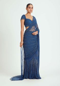 Elevate your style with our cobalt blue net pre-draped sari, adorned with tonal beadwork, sequins, and crystals. This sari is a captivating choice for special events and celebrations, offering a glamorous and elegant look without the hassle of draping. Make a bold fashion statement in this stunning ensemble. Personal Shopping Service, Bold Fashion, Blue Fabric, Personal Stylist, Cobalt Blue, Passion For Fashion, Indian Fashion, Occasion Wear, Fashion Statement