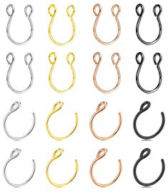 several different types of hooks on a white background