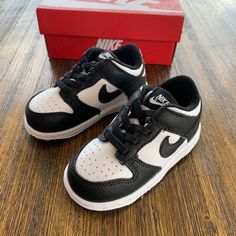 New With Box New Nike Dunk Low Panda Toddler 100% Authentic Guaranteed, Buy With Confidence! Color: Black/White Size: 6c ~ 10c Toddler Kid's Sku: Cw1589-100 All Of Our Items Are Kept In A Smoke-Free & Pet-Free Facility. Nike Dunks Kids, Dunk Low Panda, Baby Nike Shoes, Air Max 90 Leather, Nike Shoes New, Nike Force 1, Turf Shoes, Baby Nike, Sneaker Boutique