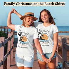 Make a holiday splash with matching Christmas Vacation T-shirts for the whole family. Personalize the Family name, the beach destination, and the year. If there are other edits you would like; for example, the colors, please let me know...sky is the limit I'd be happy to help you design the perfect matching holiday shirts for the whole family.  Please review the sizes provided before ordering. As this is a special custom order, I cannot grant refunds; however, I will do my best to fix any issues White Family Matching T-shirt For Beach, Holiday Crew Neck Tops For Beach Season, Beach Holiday Graphic Print T-shirt, Graphic Print T-shirt For Beach Holiday, Crew Neck Tops For Beach Season Holiday, Family Matching T-shirt For Beach Season Vacation, Family Matching T-shirt For Beach Vacation, Beach Season Holiday Cotton T-shirt, Family Matching White T-shirt For Beach