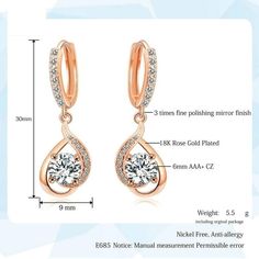 These casual occasion drop earrings come with high-class cubic zirconia work and are crafted of durable copper metal to add durability and a little sparkle that catches the light. Crafted with a fabulous rose gold color shade and a spiral design, these drop earrings add elegance, and are a perfect choice for daily wear.


Specifications

Earring Type: Drop Earrings
Item Type: Earrings
Fine or Fashion: Fashion
Brand Name: GeraldBlack
Style: Classic
Gender: Women
Shape\pattern: Geometric
Material: Square Diamond Earrings, White Sapphire Earrings, Square Diamond Rings, Dazzling Earrings, Turquoise Hoop Earrings, Turquoise Hoops, Spiral Design, White Gold Earrings, Copper Metal