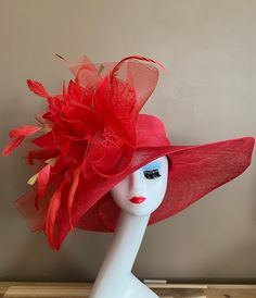 "Wide brim sinamay hat with large bow and feather flower, elegant, light and comfortable to wear. Perfect for weddings, Royal Ascot horse races, cocktails, tea party, derby, or any hat wearing occasion. Head size is about 22.5\" unless otherwise requested. All hats include a sizing band to adjust for a comfortable fit.  Warm tips:  ❤️Group discount on 3 or more pieces, please contact me for further information on group discount. ❤️Due to the nature of my items, I do not accept returns, but conta Race Wedding, Ascot Horse Racing, Wedding Tea Party, Horse Races, Sinamay Hats, Ascot Hats, Wedding Tea, Feather Flower, Gold Feathers