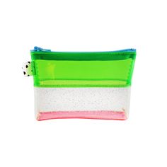 "The cutest little jelly bag you've ever seen! It makes the perfect purse organizer. Store inside your most precious goodies to easily find later! This green and glitter transparent vinyl pouch with a pink bottom has the sweetest sky blue zipper. Measurements: 5\" Width x 3.5\" Height x 1\" Deep *Please note, all pouches are made by hand and sometimes have small quirks making every single one a little unique!*" Vinyl Pouch, Jelly Bag, Perfect Purse, Pink Bottom, Large Pouch, Purse Organization, Green Glitter, Pink Lily, Coin Purses