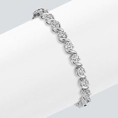 9 Carats White Round Diamond Link Tennis Bracelet Solid White Gold Tennis Bracelet Bracelet Tennis, Kay Jewelry, Emerald Bracelet, Diamond Bangles Bracelet, Sterling Bracelets, Bracelets Gold Diamond, Diamond Bangle, Tennis Bracelet Diamond, Gorgeous Bracelet