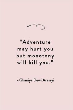 the quote from ghanya devii about adventure and how to use it in your life