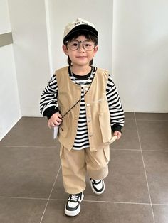 Boys Casual Outfits, Streetwear Summer Outfits, Striped Sweatshirt, Utility Vest, Streetwear Summer, Striped Sweatshirts, School Kids, Buy 2 Get 1 Free, Boys Casual