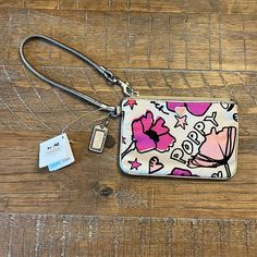 Coach, Nwt, Poppy Wristlet, 6in X 4in Pink Wristlet For Everyday Use In Spring, Trendy Pink Wristlet For Spring, Pink Spring Wristlet, Pink Pouch Wristlet For Spring, Spring Pink Pouch Wristlet, Trendy Spring Wristlet For Daily Use, Rectangular Wristlet For Spring Gift, Rectangular Wristlet Gift For Spring, Rectangular Wristlet As Spring Gift