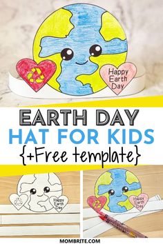 earth day hat for kids with free printables to make it look like the planet is