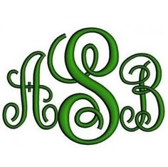 the letter b and c is made up of green letters with swirls on them