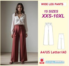 the wide leg pants are available in sizes xxs - 10xl and also for women