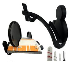 an orange and white star wars vehicle is shown next to some accessories on a white background