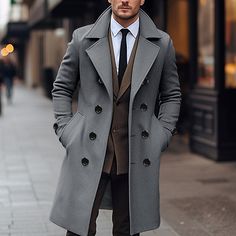 Season:Fall  Winter; Fabric:Polyester; Sleeve Length:Long Sleeve; Gender:Men's; Style:Streetwear,Fashion,Casual; Occasion:Outdoor,Going out,Daily Wear; Placket:Double Breasted; Function:Windbreaker,Thermal Warm; Pattern:Plain; Neckline:Lapel; Outerwear Type:Winter Coat,Peacoat,Overcoat,Trench Coat; Listing Date:09/26/2023; Bust:; Length:; Shoulder Width:; Sleeve: Trench Coat Men Aesthetic, Long Coat Men, Overcoat Men, Ice King, Langer Mantel, Mens Winter Coat, Streetwear Men, Winter Fabric, Collared Coat