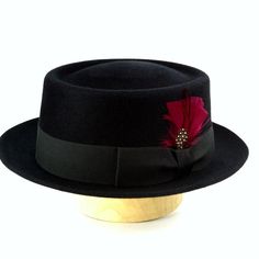 Black Flat Crown Fedora For Kentucky Derby, Black Top Hat With Flat Crown For Kentucky Derby, Black Top Hat For Kentucky Derby With Flat Crown, Black Fitted Fedora With Flat Crown, Fitted Black Hat Bands, Fedora Hat Men, Pork Pie, Fashion Cap, Hat For Men