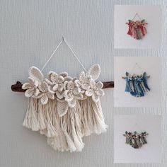 three different types of tassels hanging on a wall