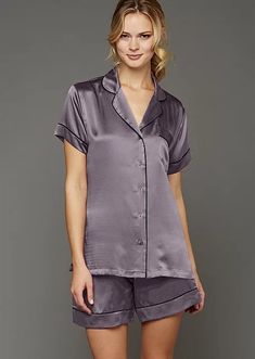 Paradise Found Short Sleeve Silk Pajamas | Julianna Rae Elegant Satin Sleepwear With Short Sleeves, Elegant Short Sleeve Satin Sleepwear, Elegant Short Sleeve Loungewear Sets, Satin Short Sleeve Bedtime Set, Satin Bedtime Set With Short Sleeves, Satin Bedtime Sets With Short Sleeves, Elegant Short Sleeve Satin Set, Elegant Short Sleeve Relaxed Fit Sleepwear, Short Sleeve Satin Sets For Home