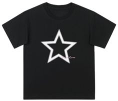 Trendy Star Print T-shirt For Streetwear, Casual Black T-shirt With Star Print, Casual Short Sleeve T-shirt With Star Logo, Casual Star Print T-shirt For Streetwear, Trendy Star Print Streetwear T-shirt, Casual Summer T-shirt With Star Logo, Black Casual T-shirt With Star Print, Black Star Print Casual T-shirt, Black Short Sleeve Tops With Star Print