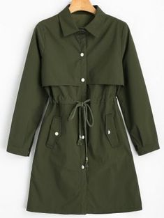 Trench Coat Casual, Celana Jogger Wanita, Green Trench Coat, Stylish Fall Outfits, Trendy Dress Outfits, Fashion Tops Blouse, Hijabi Outfits Casual, Long Sleeve Outerwear, Trendy Fashion Tops