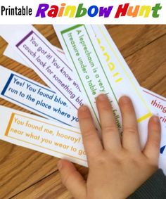 the printable rainbow hunt for kids to learn how to read and write with their hands