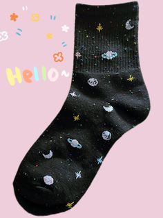 Lovely soft combed cotton socks. Put on these planet socks and discover the secrets of the world and the universe. Space Socks, Feather Stickers, Hot Foil Stamping, Indian Patterns, Sock Sneakers, Space Planets, Fun Patterns, Socks Sneakers, Funny Socks