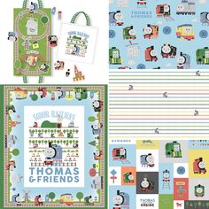 the thomas and friends paper pad is shown next to it's matching pattern, which includes