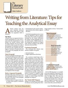 an article on writing from literature tips for teaching the analtical easy - to - read