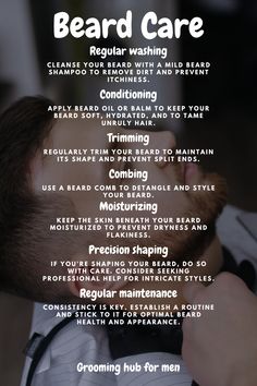 Beard care is a holistic regimen focused on nurturing the health and appearance of facial hair. This grooming routine involves a combination of practices and products tailored to maintain a well-groomed, comfortable, and stylish beard. Self Grooming Tips, Self Grooming, Beard Maintenance, Guy Advice, Guys Grooming, Hair Facts, Mens Hairstyles Fade, Trimming Your Beard, Bald With Beard